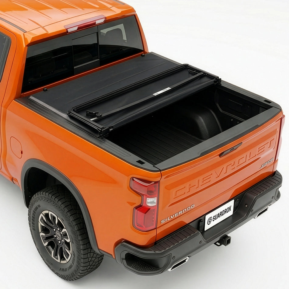 Guardrox S5 Soft Tri-fold Tonneau Cover Compatible with 2007-2026 Chevy Silverado/GMC Sierra 1500, 5'10" (70") Bed