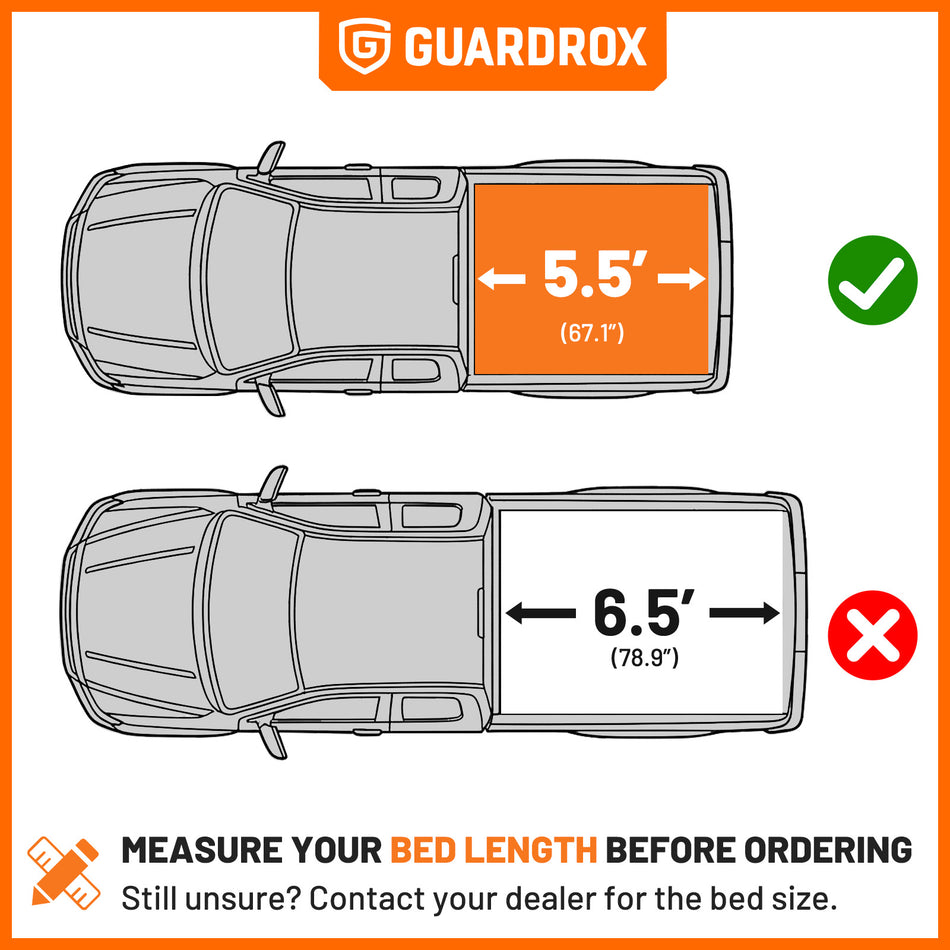 Guardrox R5 Soft Roll-Up Truck Tonneau Cover Compatible with 2015-2026 Ford F-150, 5.5ft
