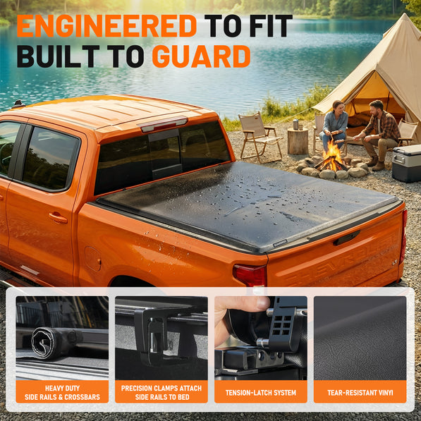 Guardrox R5 Soft Roll-up Tonneau Cover Compatible with 2007-2026 Chevy Silverado/GMC Sierra 1500 (Not Fit 19 LD; 19-25 Classic)(6.7FT)