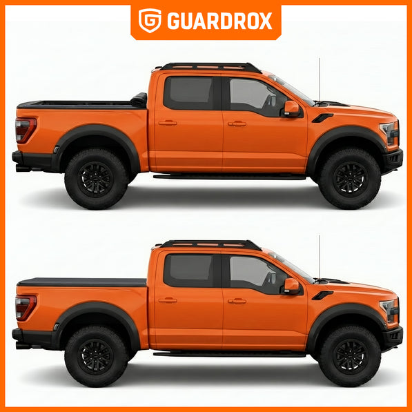 Guardrox L5 Low Profile Hard Tri-Fold Truck Tonneau Cover Compatible with Ford F-150 2015-2025 (5.5 ft Bed) FRP Hard Panel, Waterproof, UV Resistant, Anti-Theft (5.5FT)