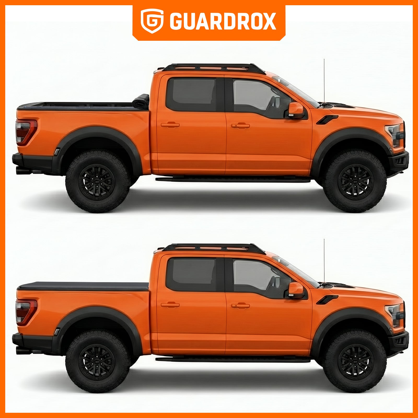 Guardrox L5 Low Profile Hard Tri-Fold Truck Tonneau Cover Compatible with Ford F-150 2015-2025 (5.5 ft Bed) FRP Hard Panel, Waterproof, UV Resistant, Anti-Theft (5.5FT)