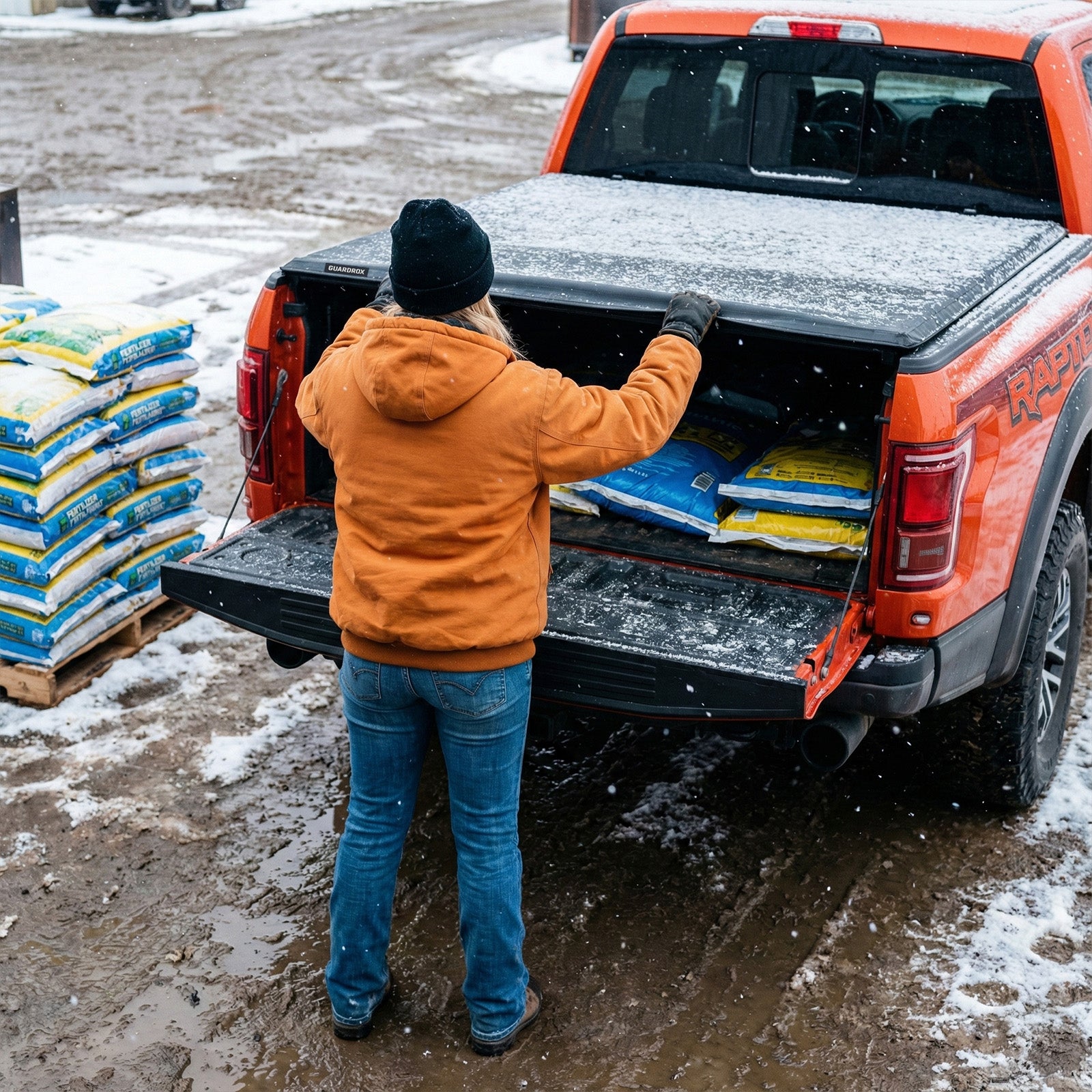 Guardrox L5 Low Profile Hard Tri-Fold Truck Tonneau Cover Compatible with Ford F-150 2015-2025 (5.5 ft Bed) FRP Hard Panel, Waterproof, UV Resistant, Anti-Theft (5.5FT)