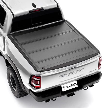Guardrox L6 hard quad-fold tonneau cover for 2009-2025 RAM 1500 5.7 ft bed