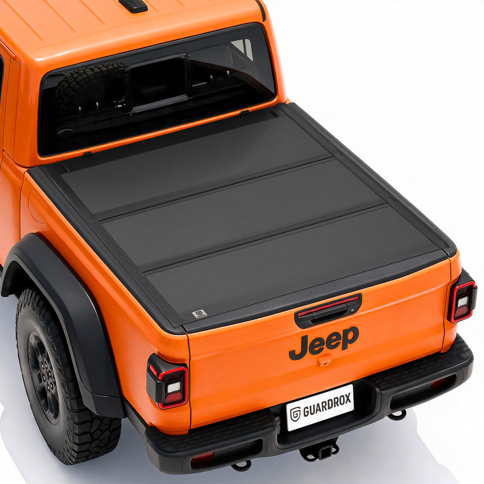 Guardrox L5 Low Profile Tri Fold Tonneau Cover Compatible with 2020-2026 Jeep Gladiator 5FT (60.3") Bed