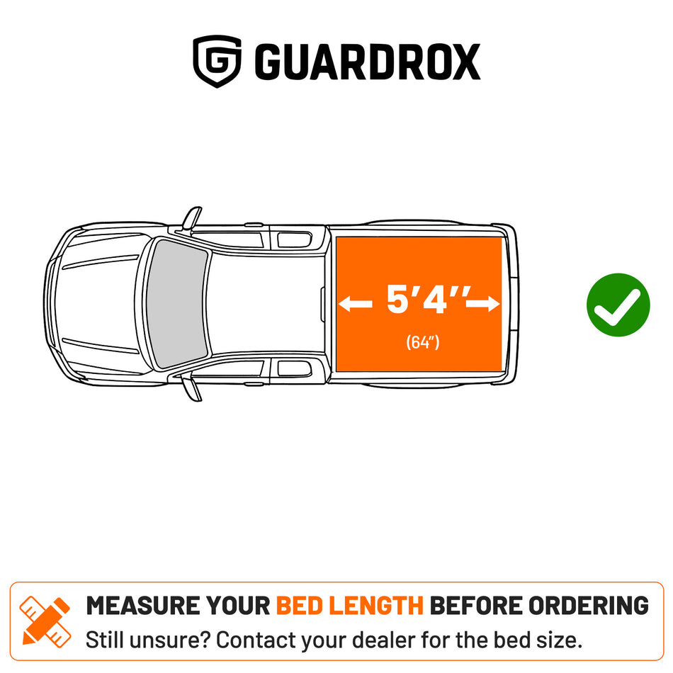Guardrox R5 Soft Roll Up Tonneau Cover Compatible with 2017-2026 Honda Ridgeline 5.4FT (64") Bed