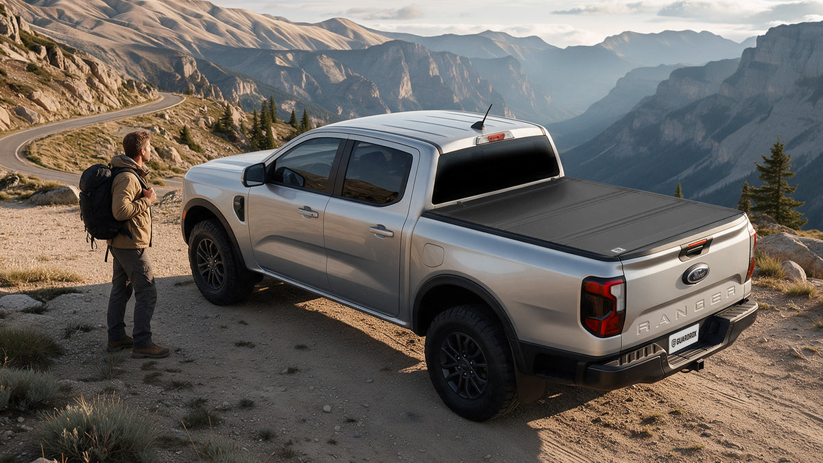 Guardrox LX5 Flip-Up Hard Tri-Fold Tonneau Cover for Ford Ranger 2019-2023 (5 ft Bed)