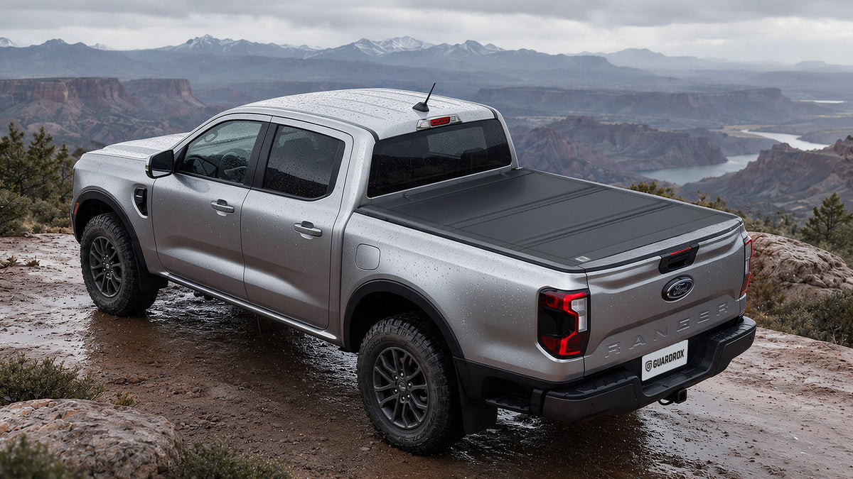 Ford Ranger bed with the LX5 tonneau cover shown closed side by side