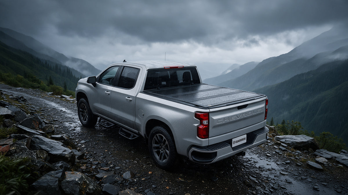  Chevy Silverado 1500 bed with the LX5 tonneau cover shown closed side by side