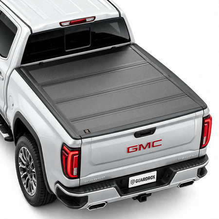 Guardrox L6 hard quad-fold tonneau cover for 2019-2026 GMC Sierra 1500 5.8 ft bed