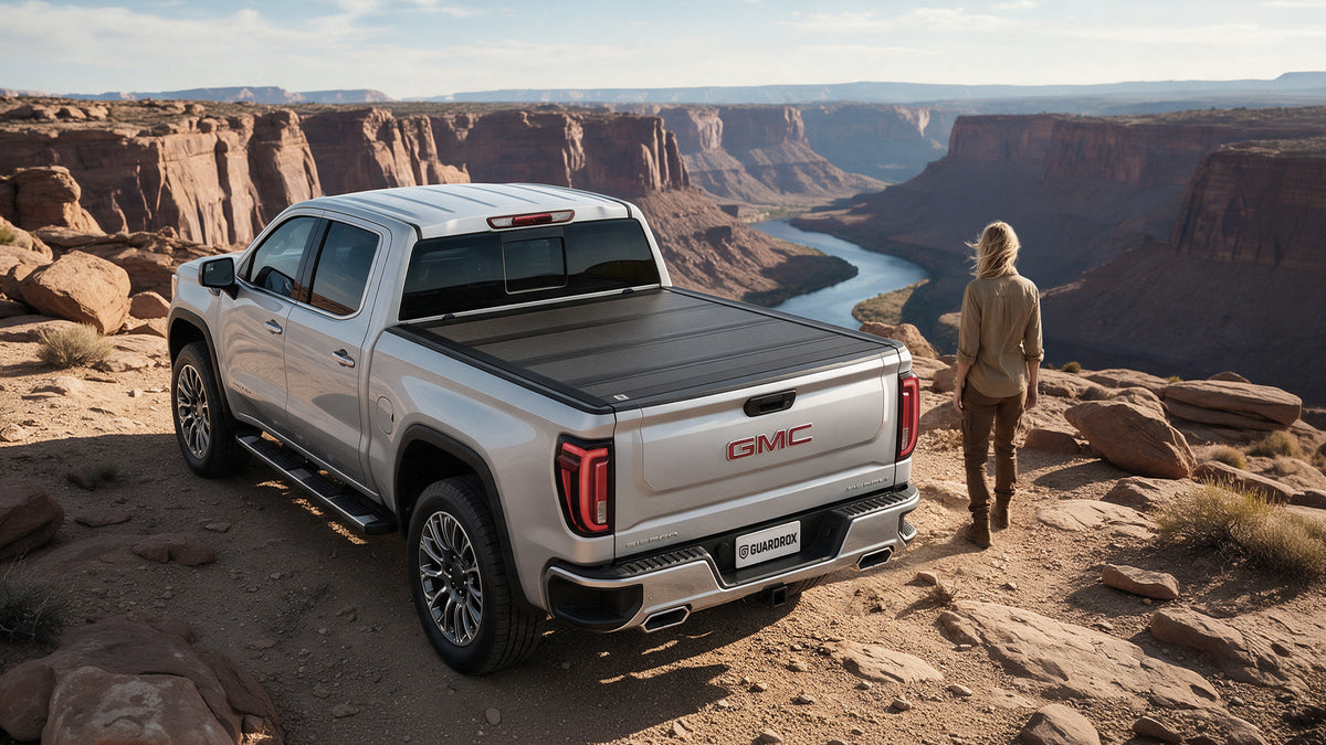 Guardrox L6 Hard Quad-Fold Tonneau Cover for GMC Sierra 1500, 2019-2026 (5.8 ft Bed)