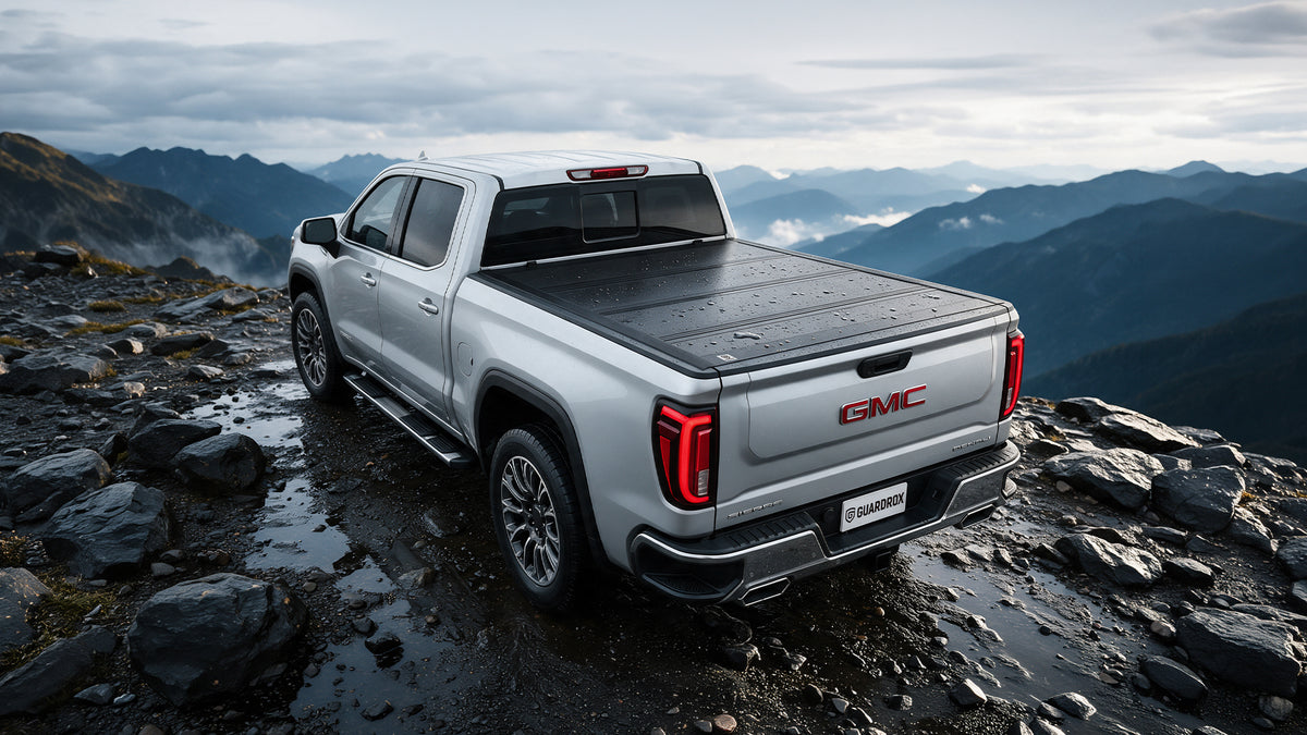 gmc sierra 1500 with hard quad fold tonneau cover closed