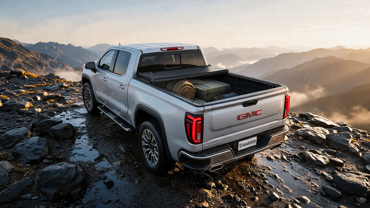 gmc sierra 1500 with hard quad fold tonneau cover open