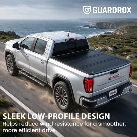 Aerodynamic LX5 GMC Sierra 1500 Long Bed tonneau cover improving fuel efficiency