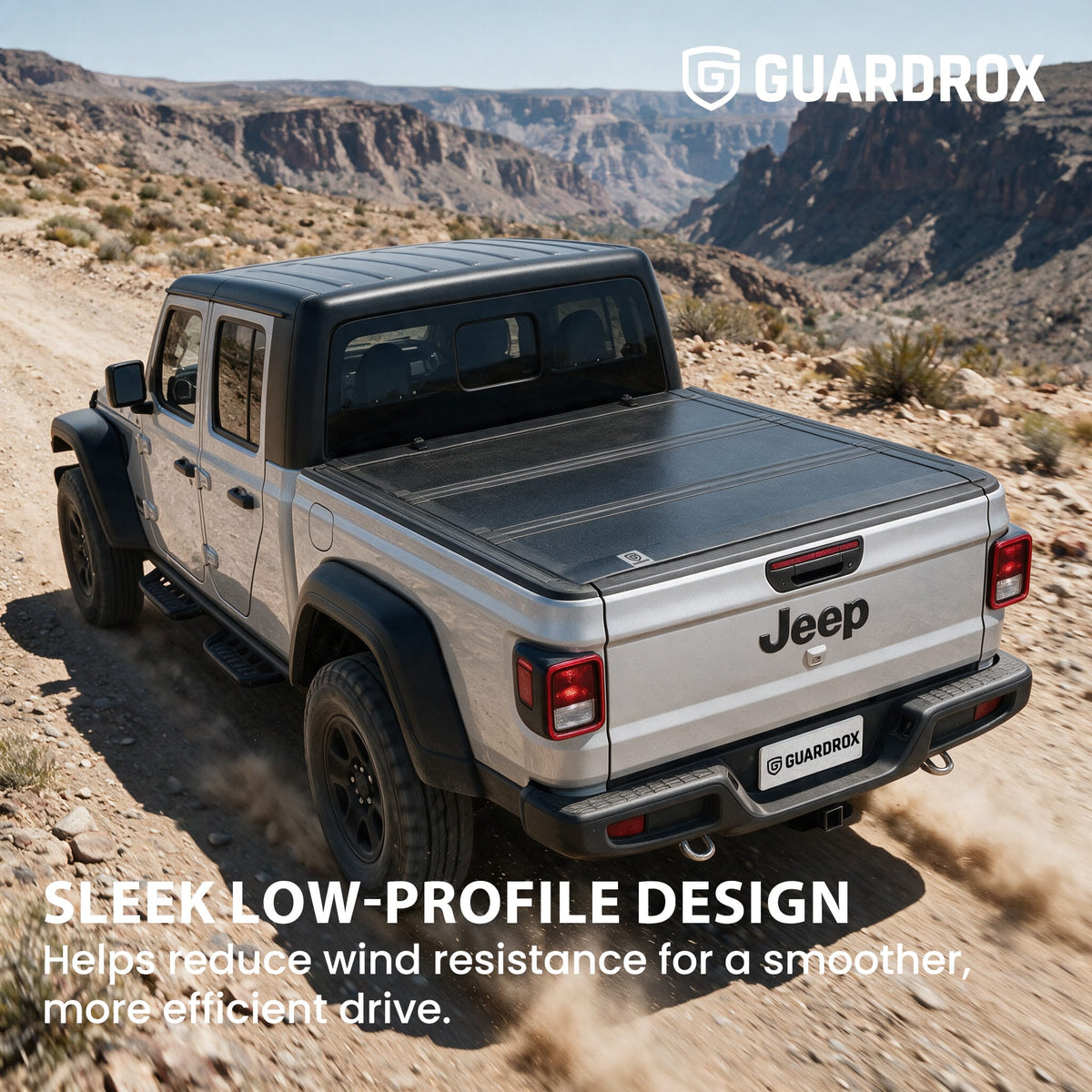 Aerodynamic LX5 Jeep Gladiator JT tonneau cover improving fuel efficiency