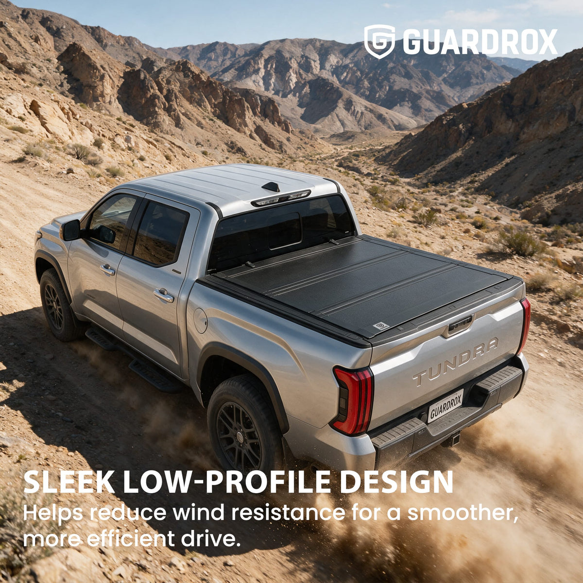 Aerodynamic LX5 Toyota Tundra tonneau cover reducing wind resistance off-road