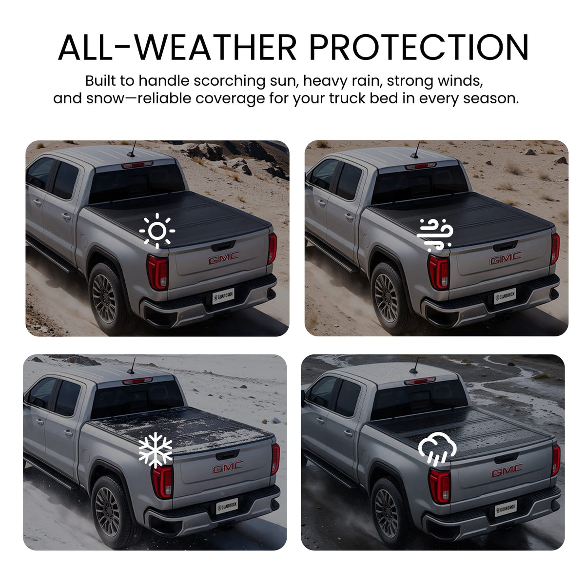 All-weather LX5 GMC Sierra 1500 Long Bed hard bed cover rain snow protection