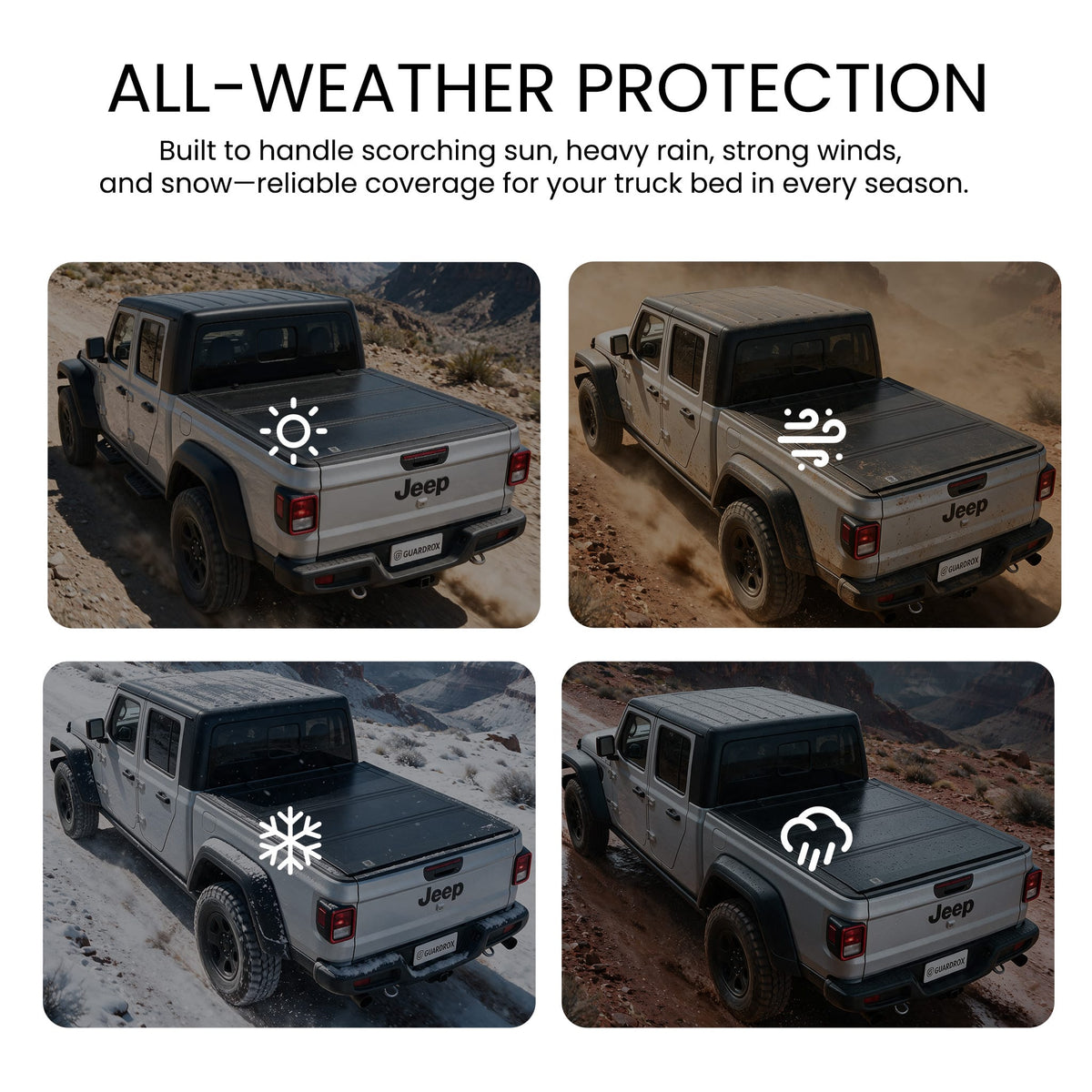 All-weather LX5 Jeep Gladiator JT hard bed cover rain snow protection