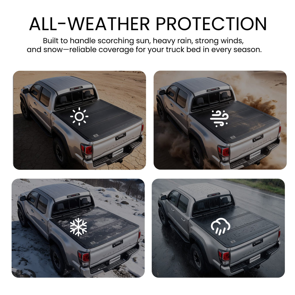 All-weather LX5 Toyota Tacoma 6ft Long Bed hard bed cover rain snow protection