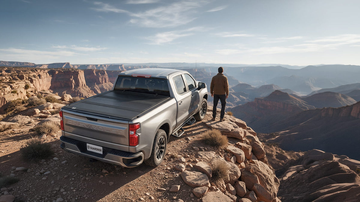Cubierta rígida plegable de tres partes Guardrox LX5 para Chevy Silverado 1500, 2019-2026 (caja de 6.7 pies)