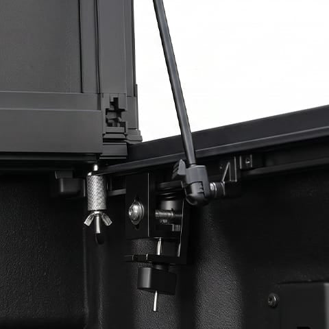 Clamp hardware detail for LX5 Ford F-150 6.5ft Long Bed tonneau cover