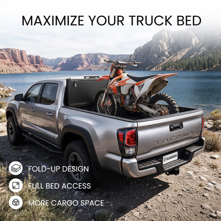 Flip-up tonneau cover for Toyota Tacoma 5ft Short Bed opening for tall cargo
