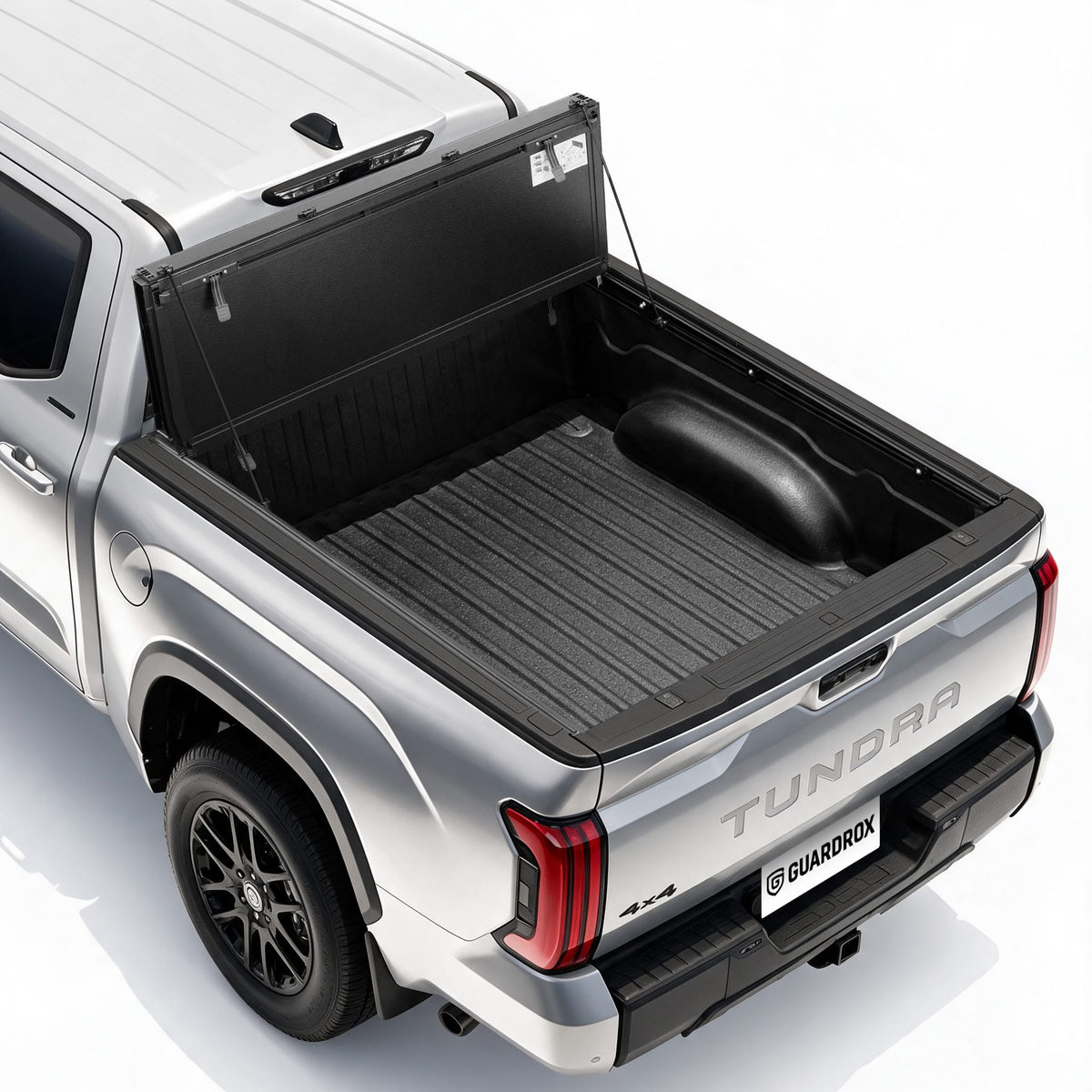 Guardrox LX5 flip-up hard tri-fold tonneau cover installed on Toyota Tundra