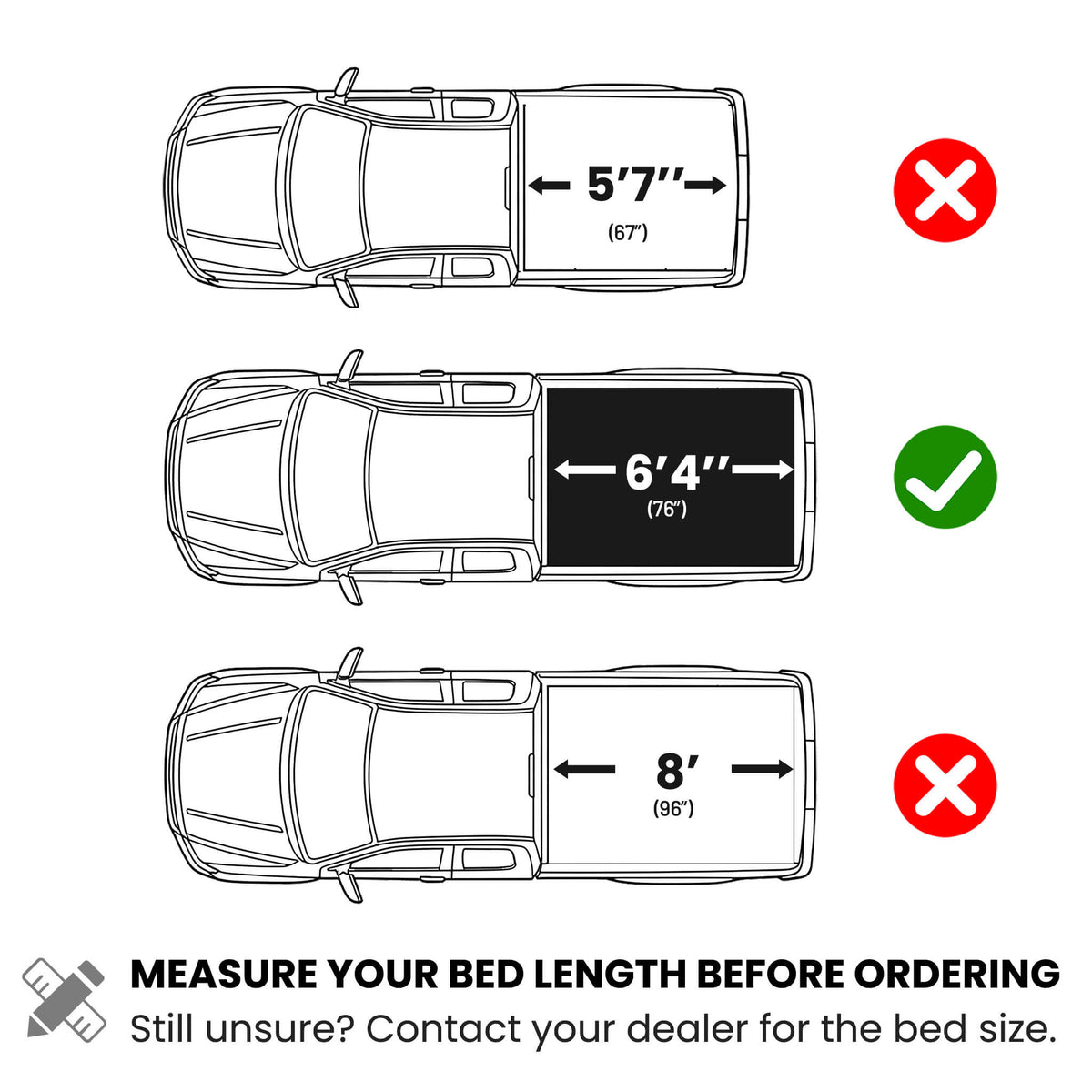 Fitment chart for Guardrox LX5 on 2002-2018 Dodge Ram 1500 bed