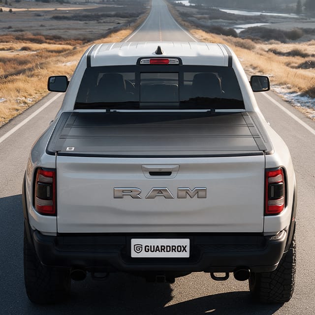 Ram 1500 with LX5 tonneau cover on outdoor trip