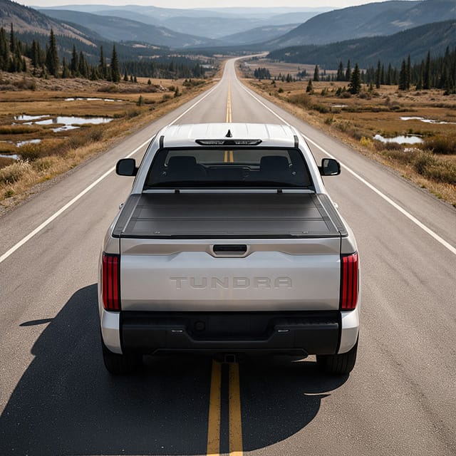 Toyota Tundra 6.5ft Long Bed with LX5 tonneau cover on outdoor adventure