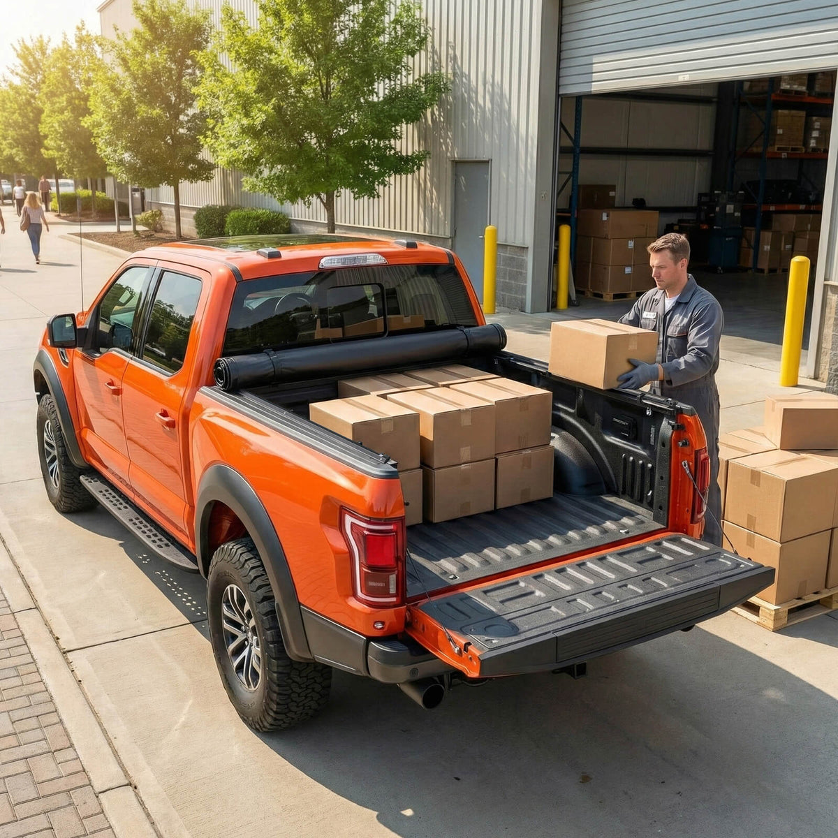 roll up the soft tonneau cover for the largest bed space for freight