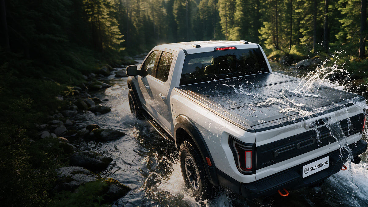 water resistant hard tri-fold tonneau cover for overlanding